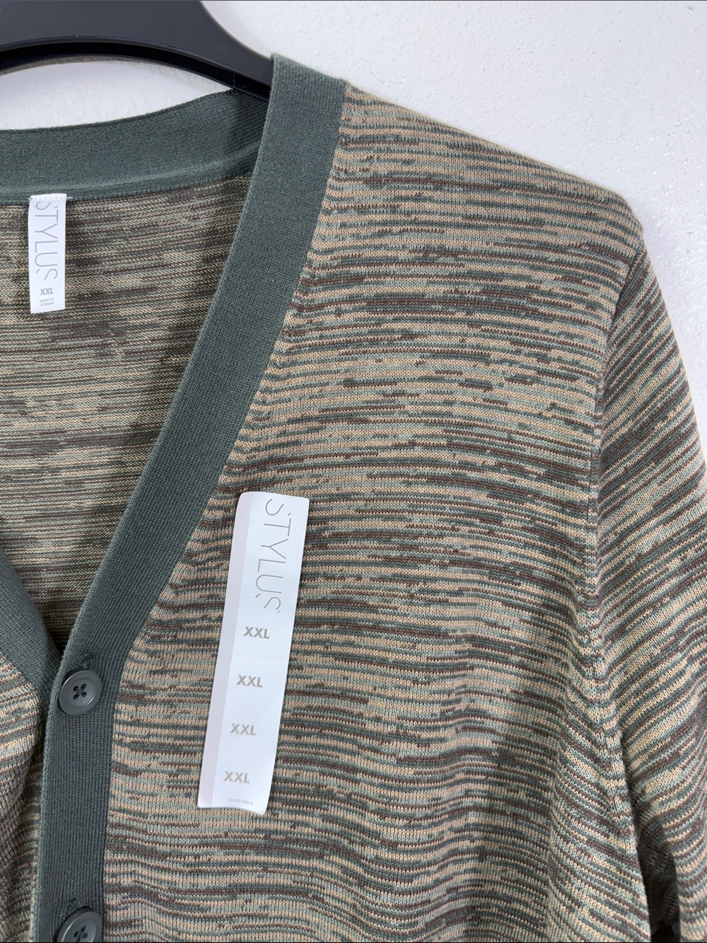 STYLUS Men's Olive & Heathered Green Button Cardigan